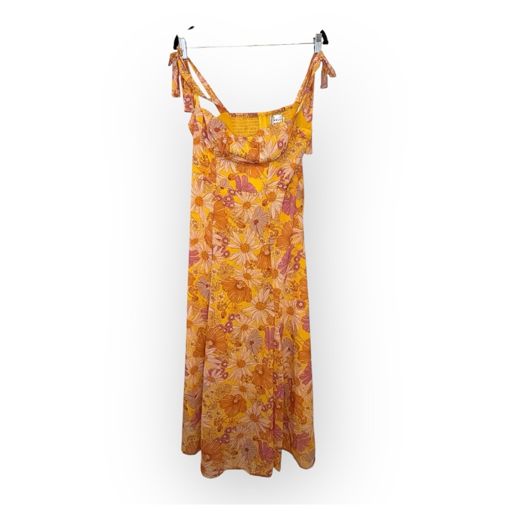 Hello Molly Orange Floral Maxi Dress Tie Strap Boho Vacation Resort NWT Large - Picture 3 of 9